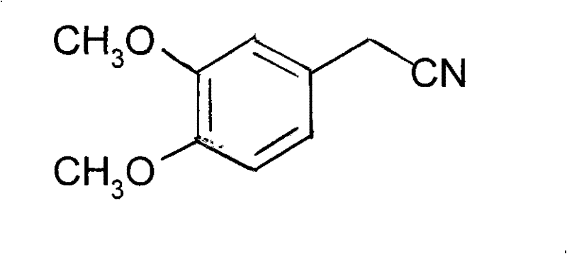 Chemical structure of 3,4-dimethoxyphenyl acetonitrile, the target intermediate for cardiovascular drugs