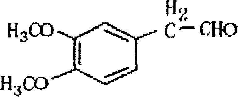 Chemical structure of 3,4-dimethoxyphenylacetaldehyde showing the aldehyde and dimethoxy substituents