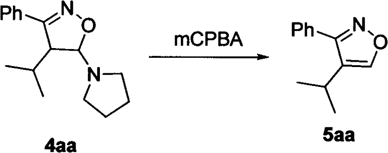 Oxidation of 4,5-dihydroisoxazole intermediate 4aa to aromatic isoxazole 5aa using mCPBA