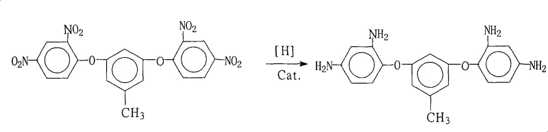 Chemical reduction of 3,5-bis(2,4-dinitrophenoxy)toluene to 3,5-bis(2,4-diaminophenoxy)toluene using hydrazine and Pd/C catalyst