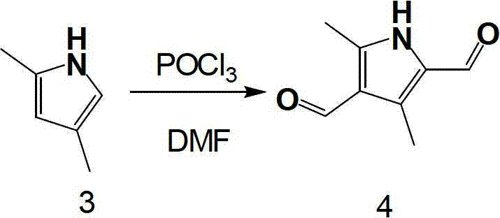 Vilsmeier-Haack formylation of 2,4-dimethylpyrrole to the final dialdehyde product