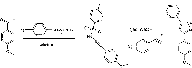 Specific embodiment showing the synthesis of a methoxy-substituted pyrazole derivative
