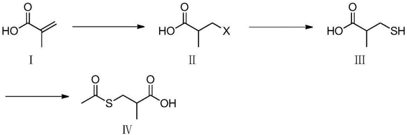Novel three-step synthesis route for 3-acetylmercapto-2-methylpropanoic acid