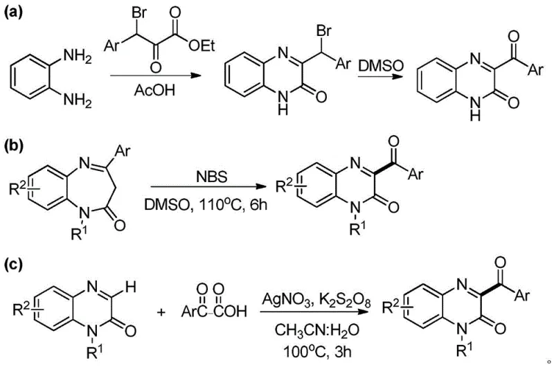 Prior art synthesis methods involving multi-step bromination and oxidation