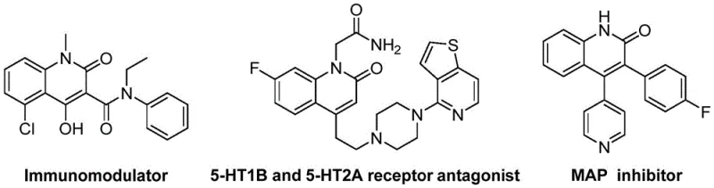 Bioactive molecules containing quinolin-2(1H)one scaffolds demonstrating therapeutic potential