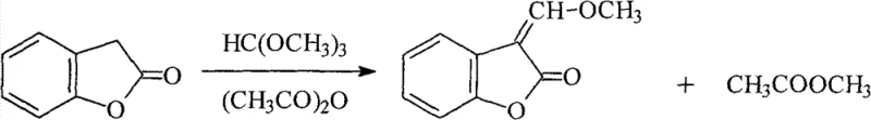 Conventional synthesis route using trimethyl orthoformate and acetic anhydride producing methyl acetate byproduct