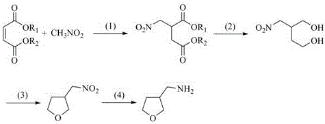 Novel four-step synthesis route from maleic acid diester to 3-aminomethyltetrahydrofuran