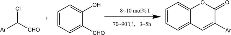 General reaction scheme for NHC-catalyzed synthesis of 3-arylcoumarins from 2-chloro-2-arylacetaldehyde and salicylaldehyde