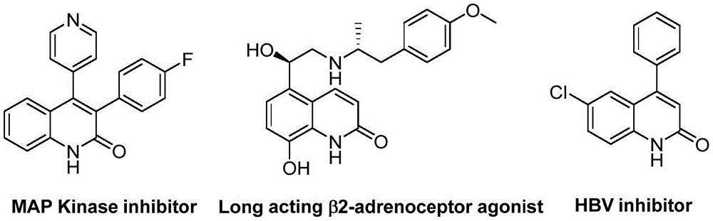 Three molecular structures showing pharmaceutical applications: MAP Kinase inhibitor, Long acting β2-adrenoceptor agonist, and HBV inhibitor