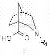 General chemical structure of Formula I showing 1,3-disubstituted-3-azabicyclo[3,2,1]octane derivatives with variable R1 and G groups