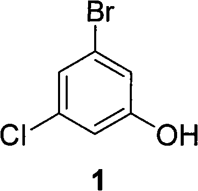 Chemical structure of 3-bromo-5-chlorophenol showing bromine and chlorine substituents on the phenol ring