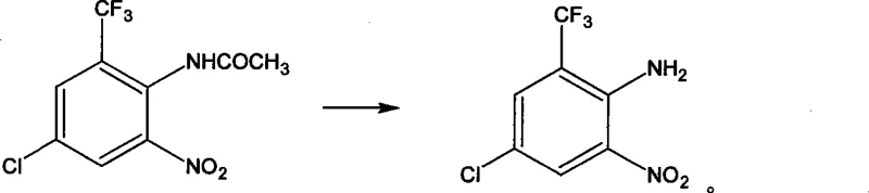 Deacetylation reaction hydrolyzing the nitro-acetamide to nitro-aniline