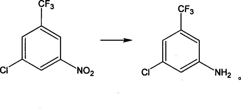 Reduction reaction converting the nitro group to the final amino product
