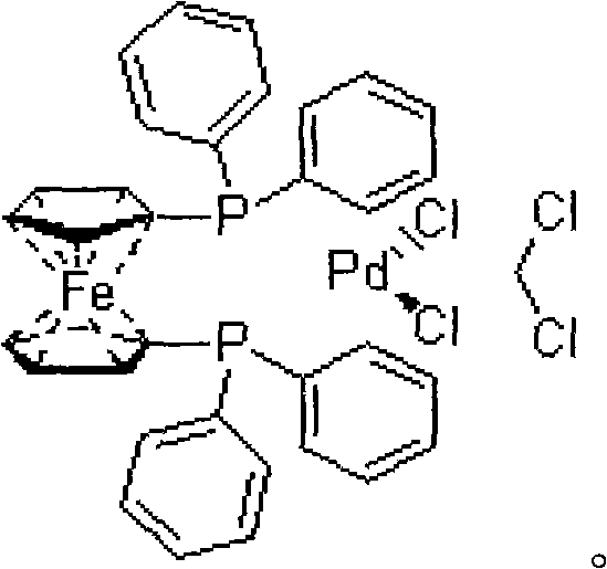 Chemical structure of the Pd(dppf)Cl2 catalyst complex used in the synthesis