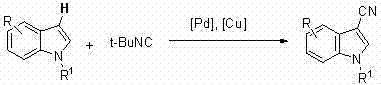 Novel Pd-Cu catalyzed synthesis of 3-cyano indoles using tert-butyl isonitrile