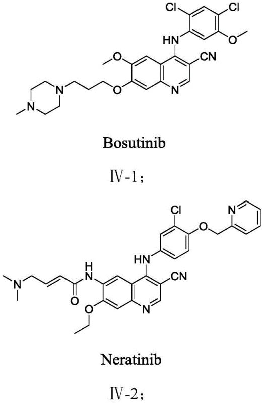 Chemical structures of Bosutinib, Neratinib, and Pyrotinib featuring the 3-cyanoquinoline core