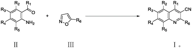 General reaction scheme showing the synthesis of 3-cyanoquinoline derivatives from 2-aminobenzaldehydes and isoxazoles