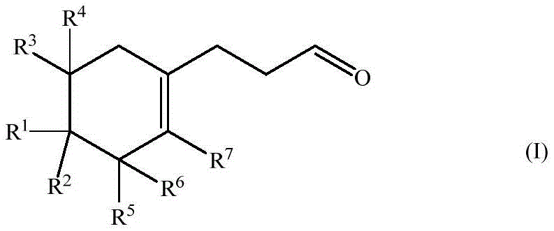 General chemical structure of Formula I representing the target 3-(cyclohex-1-en-1-yl)propanal derivatives used in perfumery