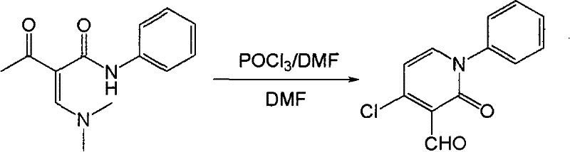 Specific example of Vilsmeier cyclization yielding 3-formyl-4-chloropyridin-2-one with phenyl substituent