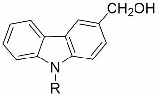 General chemical structure of 3-hydroxymethyl-9-substituted carbazole showing the hydroxymethyl group at the 3-position