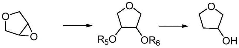 Specific reaction pathway for converting 3,4-epoxytetrahydrofuran to 3-hydroxytetrahydrofuran