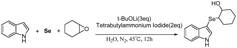 General reaction scheme for the synthesis of 3-indoleselenyl alcohols using elemental selenium and epoxides