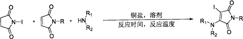 General reaction scheme for copper-catalyzed synthesis of 3-iodo-4-amino maleimide