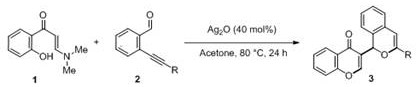 Specific reaction conditions for Example 1 showing Ag2O catalyst in acetone at 80C