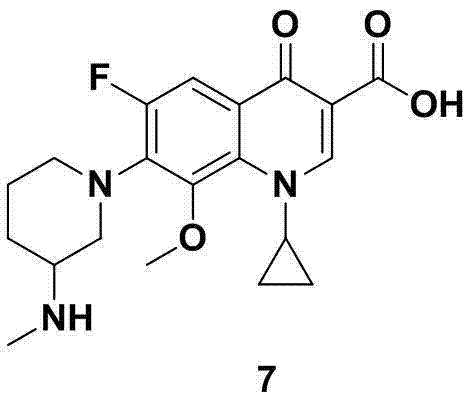 Chemical structure of Balofloxacin (Compound 7) showing the position of the 3-methylaminopiperidine moiety