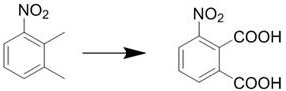 Chemical reaction scheme showing the oxidation of 3-nitro-o-xylene to 3-nitrophthalic acid using a Co-Mn composite catalyst