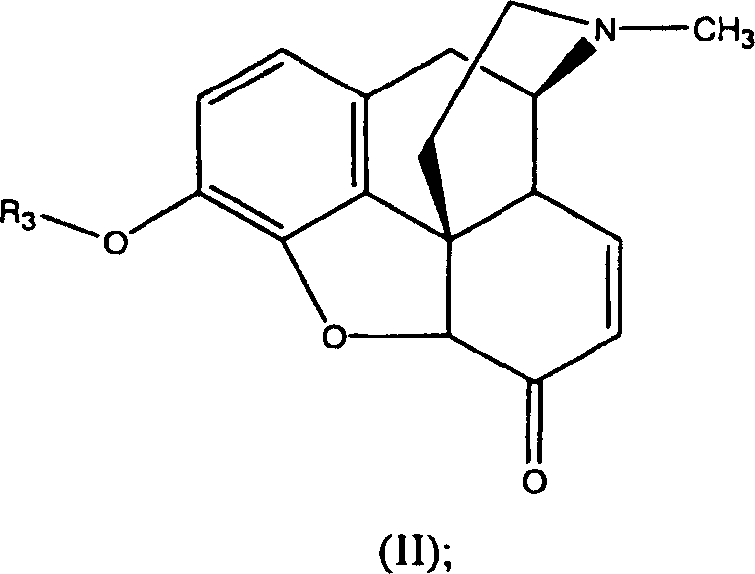 Structure of 3-O-protected morphinone Formula II showing the oxidized ketone functionality