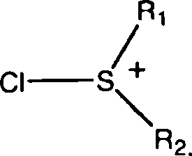 Mechanism showing the formation of the reactive sulfonium cation intermediate during oxidation
