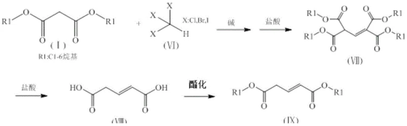 Synthetic route for glutaconic diester via trihalomethane alkylation
