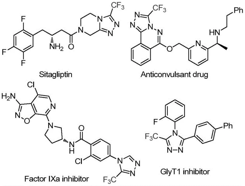 Biological applications of trifluoromethyl-1,2,4-triazole compounds in drugs like Sitagliptin and Factor IXa inhibitors