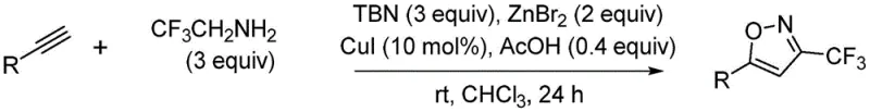 Specific reaction conditions showing CuI ZnBr2 TBN and AcOH catalyst system