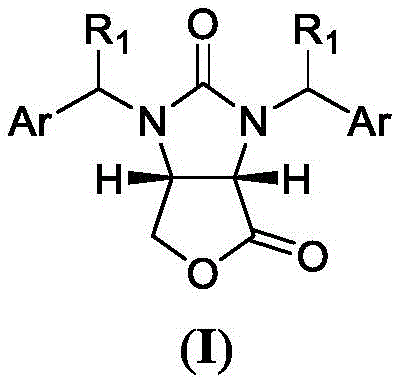 Chemical structure of the target product (3aS,6aR)-lactone (I) showing the core bicyclic framework essential for biotin synthesis