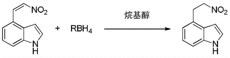 Selective reduction of 4-[(2-nitro)vinyl]indole using borohydride reagents to form 4-[(2-nitro)ethyl]indole