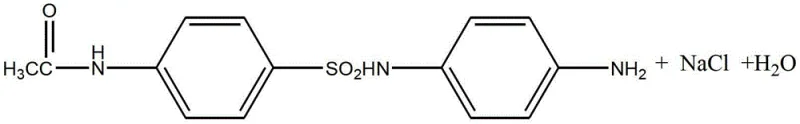Condensation reaction scheme between p-acetaminobenzenesulfonyl chloride and p-phenylenediamine