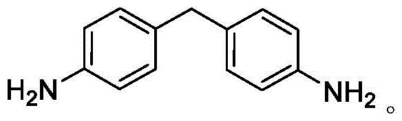 Chemical structure of 4,4'-diaminodiphenyl methane showing the diphenylmethane backbone with amine groups