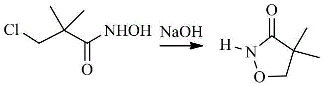 Step 3: Base-mediated cyclization of hydroxamic acid intermediate to 4,4-dimethylisoxazol-3-one