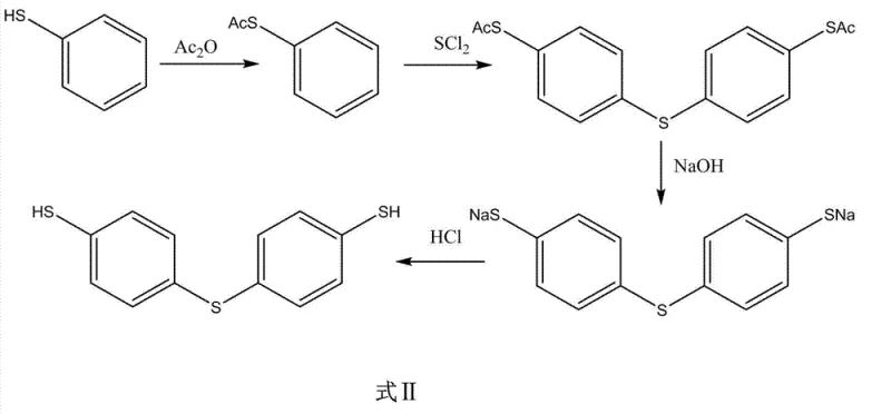 Reaction scheme showing esterification, sulfur bridge formation with SCl2, and hydrolysis steps