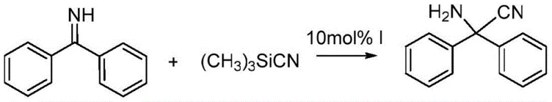 Application reaction showing the catalytic effect of Compound I on benzophenone imine condensation