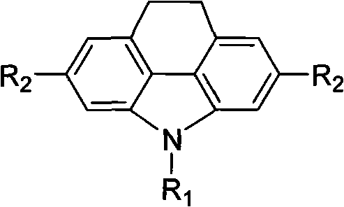 General chemical structure of 4,5-ethylene-2,7-disubstituted carbazole showing R1 and R2 substituent positions