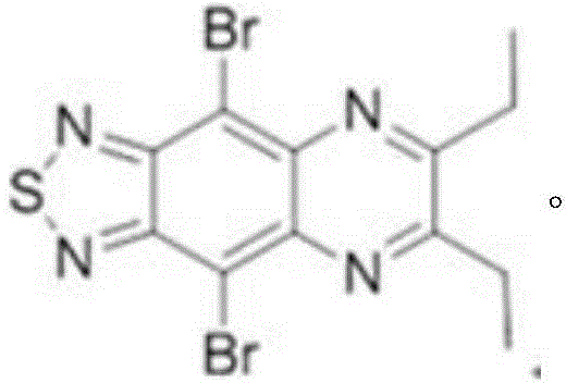 Chemical structure of 4,9-dibromo-6,7-dimethyl-[1,2,5]thiadiazolo[3,4-g]quinoxaline showing the fused heterocyclic core