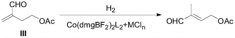 Core isomerization reaction converting 4-acetoxyl-2-methylbutanal to C5 aldehyde using Cobalt catalyst