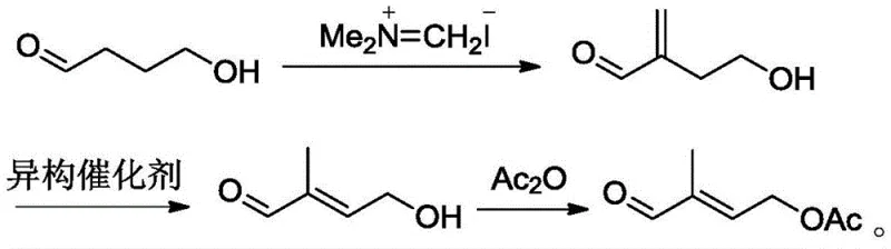 Overall synthetic route from 4-hydroxybutyraldehyde to 4-acetoxyl-2-methyl-2-butenal