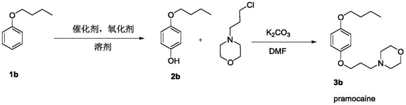 Synthesis pathway for Pramocaine (3b) involving intermediate 2b