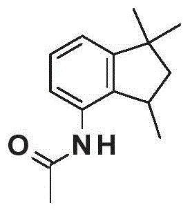 Specific synthesis example of N-(1,1,3-trimethylindan-4-yl)acetamide from 1-(2,2,4-trimethyl-3,4-dihydroquinolin-1-yl)ethanone using HF