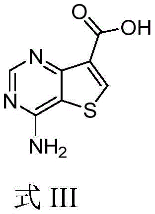 Chemical structure of 4-aminothiophene[3,2-d]pyrimidine-7-carboxylic acid (Formula III)