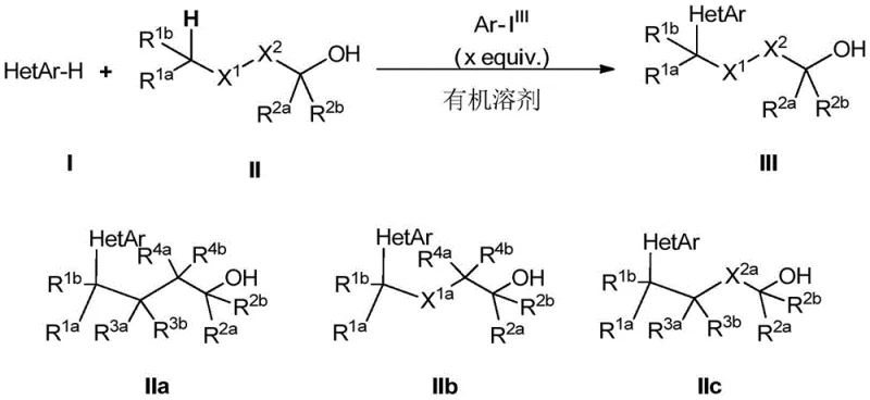 General reaction scheme showing the coupling of HetAr-H and alcohol to form 4-azaaryl alkanol